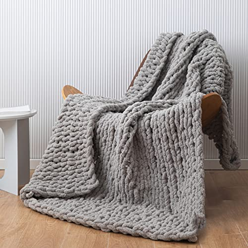 MHUQIA Grob Gestrickte Decke 100x200cm, GroßE Kuscheldecke, Gestrickte Decke Grob Kuscheldecke Grobstrick Wolldecke Strickdecke Tagesdecke üBerwurf Decke Zuhause Dekor Geschenk