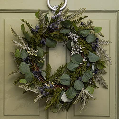 Festive Lights - 50cm Grüner Eukalyptus mit marineblauen Beeren Weihnachtskranz
