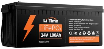 LiTime Batteria LiFePO4 24V 100Ah per Accumulo Domestico e Fotovoltaico | Max 15000 Cicli, 2560Wh, BMS 100 A, Sostituzione AGM, Leggera, IP65, Batteria Litio 24V per Impianto Solare, Barche, Nautica