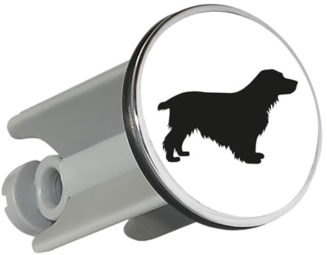 Huuraa Waschbeckenstöpsel English Cocker Spaniel Silhouette Geschenk | Universal Stopfen 4cm höhenverstellbar Abflussstopfen Geschenkidee Stöpsel mit Motiv für das Waschbecken