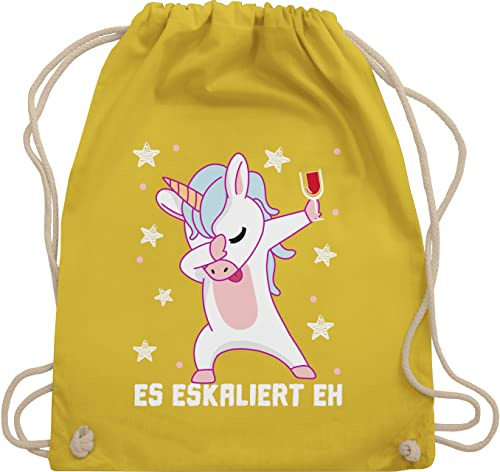 Turnbeutel Rucksack - & Alkohol Damen - Es eskaliert eh Festival Saufi Party Malle lustig I Party Einhorn Dabbing - Unisize - Gelb - einhornrucksack saufrucksack sauf wein beutel saufen geschenke
