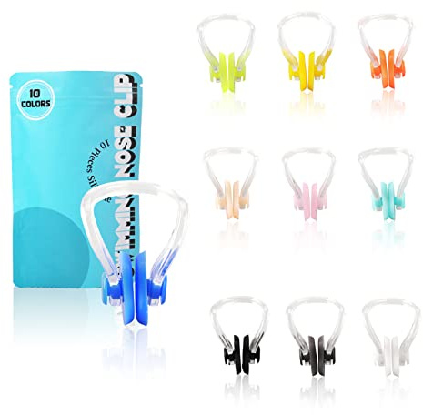 Lemon Legend Swimming Nose Clip, Silicone Waterproof Pool Nose Plugs for Kids (Age 7+) and Adults with Storage Bag, 10 Packs, Multi-Color