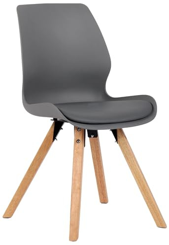 CLP Esszimmerstuhl gepolstert Luna, Moderner Küchenstuhl mit Rückenlehne, bis 136 kg belastbar, geeignet für Küche und Wohnzimmer | Farbe grau Material Kunststoff