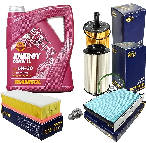 Inspektionspaket Wartungspaket Filterset mit 5 L Motoröl Energy Combi LL 5W-30, Ölfilter, Luftfilter, Kraftstofffilter, Innenraumfilter, Verschlussschraube