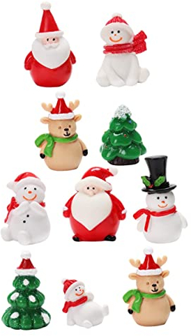 Abaodam 10stücke Weihnachtsminiaturen Aus Kunstharz Kleiner Ornamente Für Kinderzimmer Und Festliche Tischdekoration