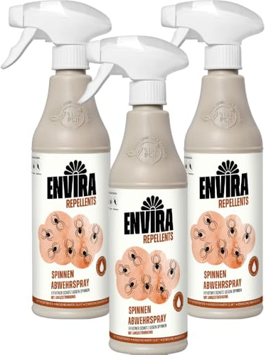 Envira Spinnenspray 3 x 500 ml - hochwirksam gegen Spinnen im Haus | Anti Spinnen Spray & Mittel gegen Spinnen - hochwirksam für Wohnung, Keller und Garten, dauerhaft fernhalten