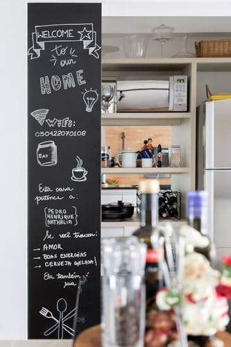 Tafelfolie Selbstklebend Schwarz | Kreidefolie Magnetfolie | Selbstklebende Tafelfolie Schwarz Matt als Tafel für Wand oder DIY Kreidetafel beschreibbar, abwischbar, magnetisch | (30x150cm)