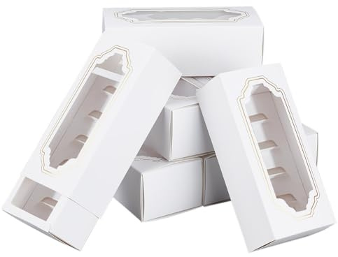 nbeads 24 Stück Schubladenboxen, 15.5x6.5x5cm Wiederverwendbar Karton Schachtel Mit Fenster Karton-Verpackungsschachteln Für Party Wedding Festival Gift Ornament, Weiß