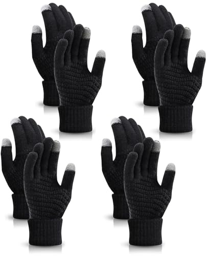 TAGVO 2 Paar Frauen Winter Strickhandschuhe,Paar Warme Handschuhe,Touchscreen Dünne Fleece Liner Vollfingerhandschuhe,Geeignet Für Indoor-Freizeitarbeit Oder Outdoor-Fahren Pendeln Einkaufen