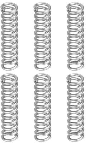 QUARKZMAN 6 st tryckfjädrar, tråddiameter 1 mm x OD 6 mm x längd 25 mm fjäder förlängning rostfritt stål 304 fjädrar tryck kulspetspenna för hushållsreparationer, silver