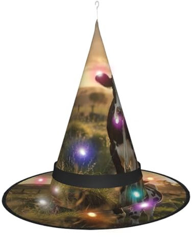 JIPOFD Sombreros de bruja de vaca lechera para mujer, para fiesta de Halloween, mascarada, cosplay, accesorio de disfraz y día festivo