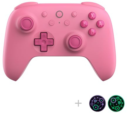 8Bitdo Ultimate 2C Hall Effect Joysticks Bluetooth Controller with Remappable L4/R4 Bumpers, 6-axis Motion Control, Rumble Vibration and Turbo Function for Switch/Switch 2 (Pink)
