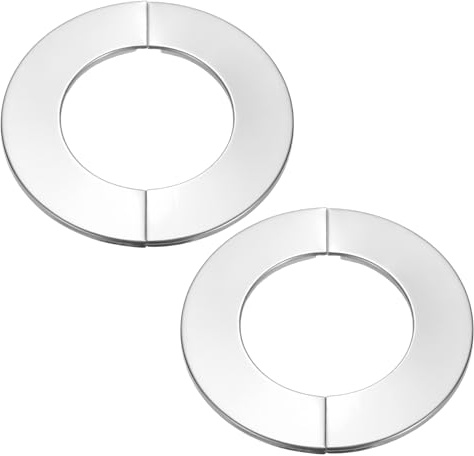 PATIKIL Placa de Cubierta Dividida de Pared 3 (83mm), 2 Piezas Placa de Escudo Redonda Autoadhesiva de Acero Inoxidable para Cubrir Paredes de Fontanería en Cocina Baño, Plateado