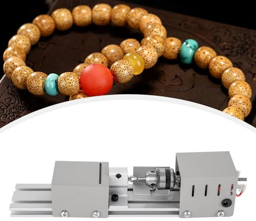Mini-Holz-Drehmaschine, Metall-Fräs-Drehmaschine, Drehbank Perlenpolierer, 4000-9000 U/min, 7 Stufen, Multifunktionale Miniatur-Drehmaschine für Dreh, Einstech, Schleif und Schneidarbeiten