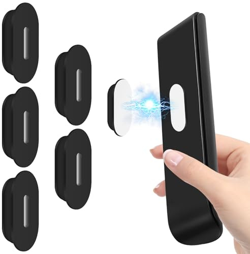 5 Pièces Support Magnétique pour Télécommande,Noir Support Telecommande Mural Magnétique,Silicone Crochet Magnétique pour Télécommande pour les Télécommandes de Téléviseurs et de Ventilateurs