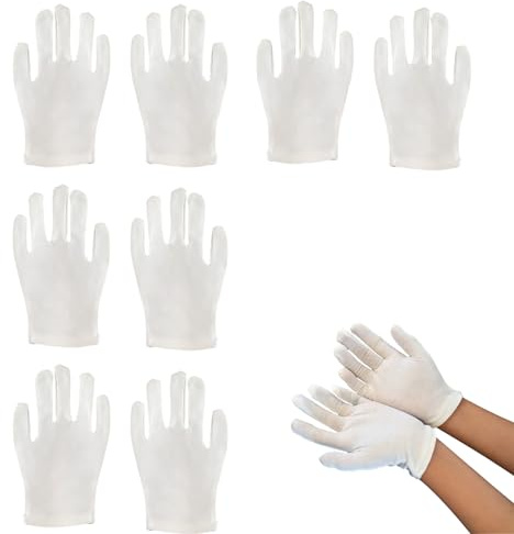 Embhlitfe 4 Pairs Kids White Cotton Gloves,White Gloves Kids Glove Girls Boys Eczema Glove,Children Cotton Glovess for Dry Hands Child Adult