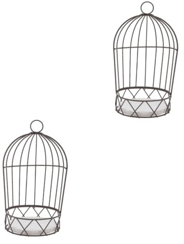 Cabilock 2 STK Blumen ständer Kerzenhalter küchendekoration hochzeitsdeko bohlen bretter swor Käfig Laterne Vogelkäfig-Pflanzenhalter Esstisch Kerzenhalter vogelkäfig schmuck Planke Black