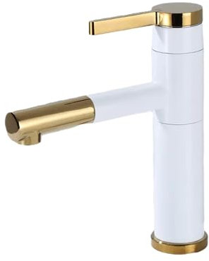 WFRUEDWC Cheap Basin Tap Black Pull-Out Above-Counter Basin Washbasin Washbasin Basin Faucet Bathroom Under-Counter Basin Hot and Cold Faucet, White + Gold Short
