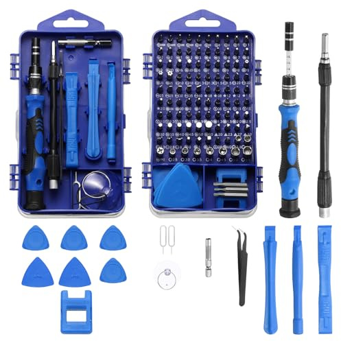 sourcing map 116 in 1 Magnetic Precision Screwdriver Set Electronics Repair Tools Kit with 96 Bits Flexible Shaft and Extension Rod for Cellphone Game Console Laptop PC Computer Camera, Blue