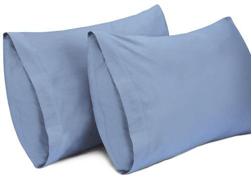 Lirex 2 Paquetes Fundas de Almohada, 100% Algodón Transpirable Cubiertas para Almohada (40 x 70 cm, Azul Gris Claro)