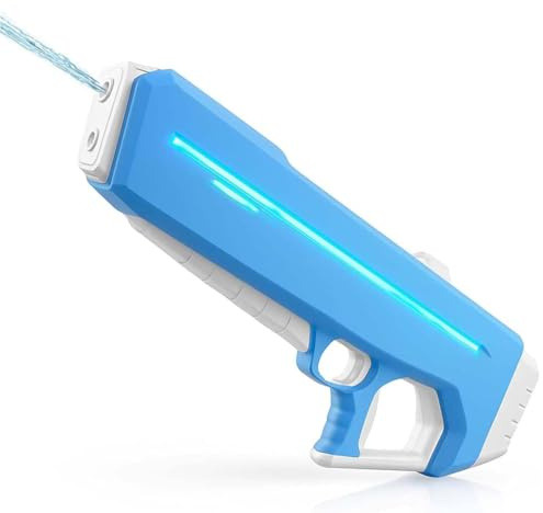 RapidJet Pro - Electric Pulse Water Gun, Elektrische Impuls-Wasserpistole, Automatische EIN-Knopf-Nachfüllung, 7 Arten von LED-Lichteffekten, Starke Erwachsene Ultimate Kampf Wasserpistole (Blau)