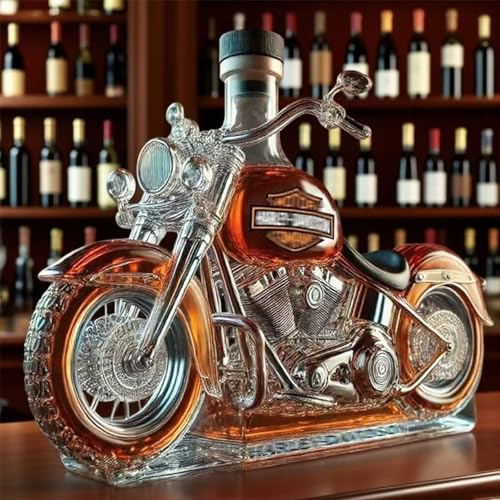 EDXTNKQC Decanter Whisky - Scultura Statua, Scultura Di Bottiglia Decanter Per Whisky A Forma Di Motocicletta Da 300 Ml, Ornamenti Creativi Per Decanter In Vetro Soffiato A Mano
