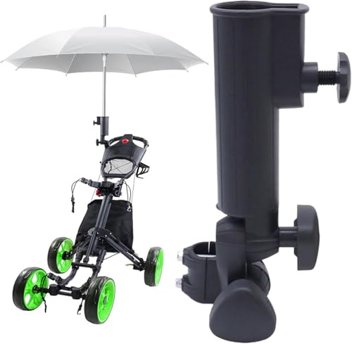 Segrehy Golf Umbrella Holder for Push Carts & Trolleys, Adjustable Angle & Anti-Drop Locking Mechanism, Durable PP Plastic All-Weather Golfing Accessory for Sun and Rain Protection on the Course