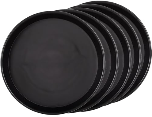 Paquete de 5 Bandeja Camarero, Platillos para Plantas, Elegante Bandeja Redonda para Plantas, Ideal para Organizar y Almacenar en Casa(Black,18x3cm/7x1in)