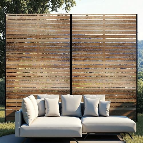 Hapihom Paravent avec support, 120x180 cm, paravent en métal, acier galvanisé, séparateur décoratif pour balcon, cloison autonome pour extérieur/intérieur, jardin, terrasse, espace intérieur - A