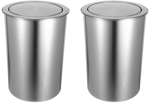 DIYEAH Pattumiera da incasso per piano di lavoro con coperchio a ribalta, 10 litri, in acciaio inox, con scivolo per la spazzatura rotondo, con foro nascosto nel piano di lavoro, pattumiera da incasso