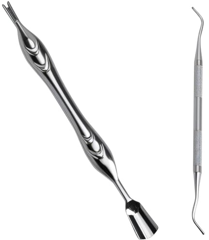 Repousse-cuticules professionnel 2 en 1 en acier inoxydable avec fourchette pour manucure et pédicure - Argenté