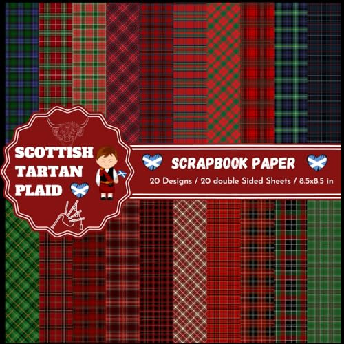 Red and Green Scottish Tartan Plaid Scrapbook Paper: Double sided red and green colored decorative Scotland craft paper print sheets for scrapbooking, card making, origami, and more DIY art crafts