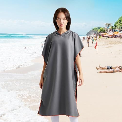 ERYUE Hooded Towel Robe Quick-Drying Lightweight Wearable Towel for Adults Hoodie Poncho for Swimming, Yoga, Hot Springs, Beach (Purple)