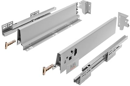 GTV Kit de Cajón Bajo Horno Modern Box, Extracción Total con Cierre Suave, L500 mm, Carga 40 kg, Guías Ocultas para Muebles de Cocina, Acero, Color Gris
