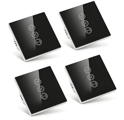 LoraTap 4x Interrupteur Volet Roulant Connecté, Commutateur Rideau Stores WiFi, Compatible avec Alexa Google Home pour Commande Vocale, Minuterie Intelligent Moteur Mural