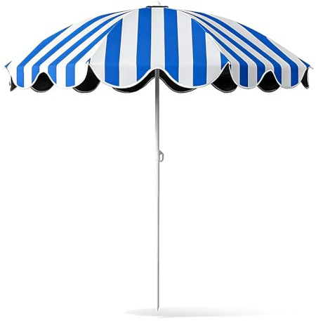 PHQCIV Ombrellone da Giardino Esterno 1,8M Impermeabile Protezione Solare UPF50+ Anti-UV Grande Ombrellone da Mercato per Giardino, Spiaggia, Terrazza, Balcone, Uso Commerciale E Campeggio(Blue)