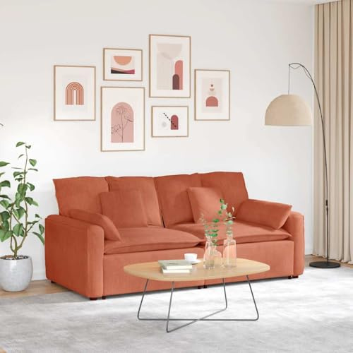 Runheo Modulares Sofa mit Cordstoff und Metallrahmen Rot Orange, 224x105x64 cm, 2-teilig mit Kissen, vielseitiges Modulsofa für Wohnzimmer Lounge und flexible Polsterecke mit Armlehne