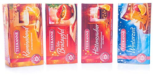 Teekanne Wintertees 4er Set, S??er Bratapfel, H?ttenzauber, Kaminabend, Winterzeit (4 x 20 Teebeutel)