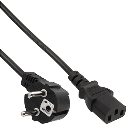 InLine® 16647F Netzkabel, Schutzkontakt gewinkelt auf Kaltgerätestecker C13, 0,3m