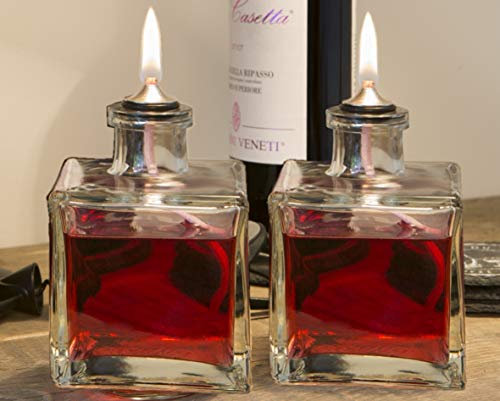Two Cube Glass Oil Candle Lamp Burners for Use with Sootless, Odourless Lamp Oil.