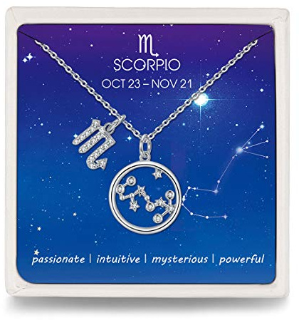 Qings Collier CZ Scorpion Argent Astrologie Zodiac Constellation Collier Minimaliste Pendentif Cadeaux Graduation pour Filles