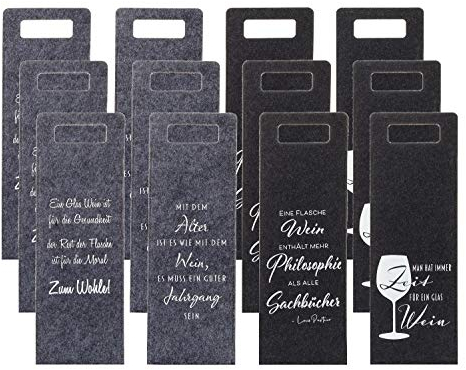Flaschentüten für Wein aus Filz mit Spruch 41 x 14,5 cm Geschenktasche (12 Stück)