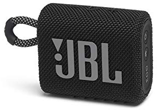 JBL GO3BLK Bluetooth Speaker, USB C Charging, IP67 Dustproof, Waterproof, Passive Radiator, Portable, 2020 Model, Black