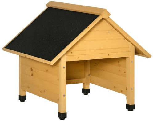 Outsunny Holzgarage für Rasenmäher Roboter Carport Gelb 75 x 76 x 70 cm | Mähroboter Garage, für Rasenroboter, Sonnen- & Regenschutz