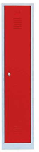 Lüllmann Spind für 1 Person Garderobenschrank komplett montiert Kleiderspind Spindschrank 180x41,5x50cm grau/rot / 510114