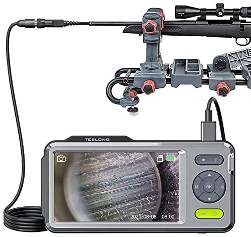 Teslong Rifle Borescope with 5 Monitor, Bore Inspection Camera Visual Gun Cleaning System-Fits .20 Caliber & Larger- w/45-inch Flexible Probe, 5-inch IPS Screen, Right Angle Mirror & Carrying Case