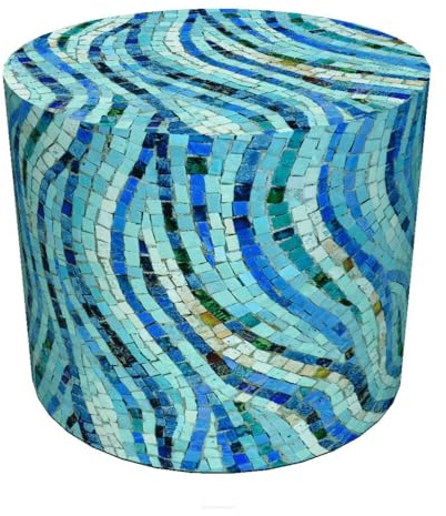 Bertoni Hocker Sitzhocker Pouf für Balkon & Garten Puff Codura Wetterfest 40 x 40 cm Garten Sitzsack Outdoor & Indoor Runder Sitzpouf mit abnehmbarem Bezug Waschbar Mosaic