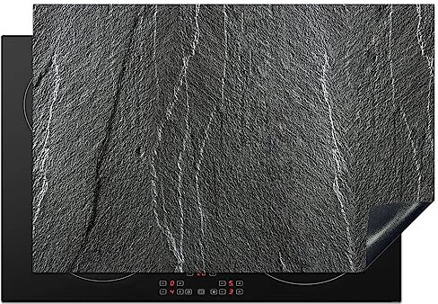 KitchenYeah© Herdabdeckplatte Einteilig Herdabdeckung Abdeckplatte für Ceranfeld Abdeckung Induktionskochfeld Aufrollbare Matte Stein - Anthrazit - Grau - 76x51 cm