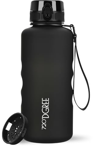 Trinkflasche 2l “uberBottle“ abnehmbare Schlaufe Motivationsskala +Sieb | Auslaufsicher, Leicht, BPA-Frei - Tritan Sportflasche - Wasserflasche für Uni, Job, Sport, Fitness-Studio, Gym