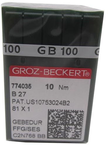 Groz-BECKERT Nadel in ckpsms transparenter Kunststoffbox – 100 Stück B27 Groz Beckert Gebedur Titanium Industrial Overlock Nähnadeln (Nadelgröße: 11/75 FFG)